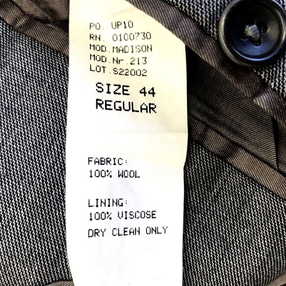 Zino Wool Italy Super 120 Sport Coat Di Valdengo Gray 44 Mens USA - Picture 5 of 12